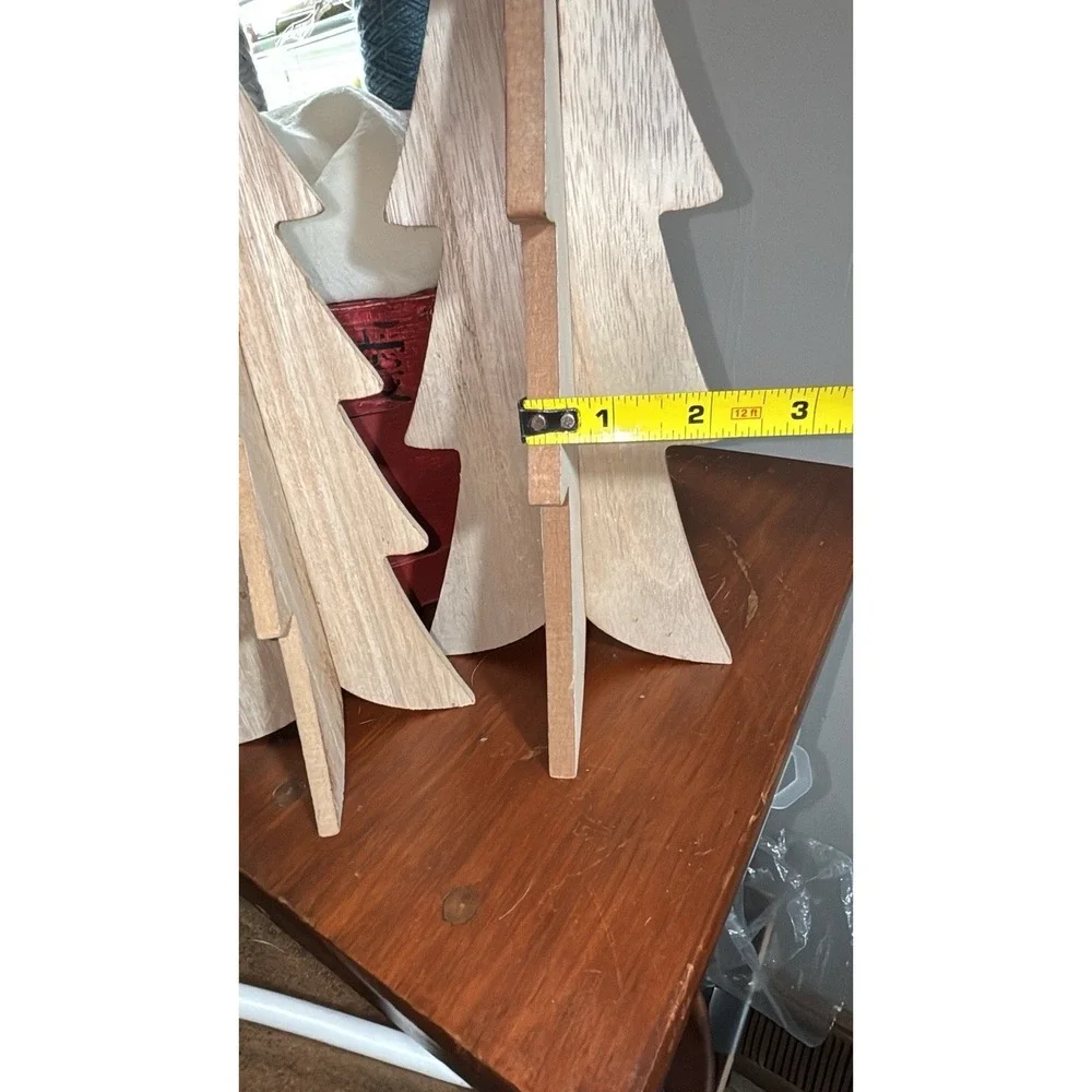 2 White Wood Christmas Trees Mantle‎ Decor 16